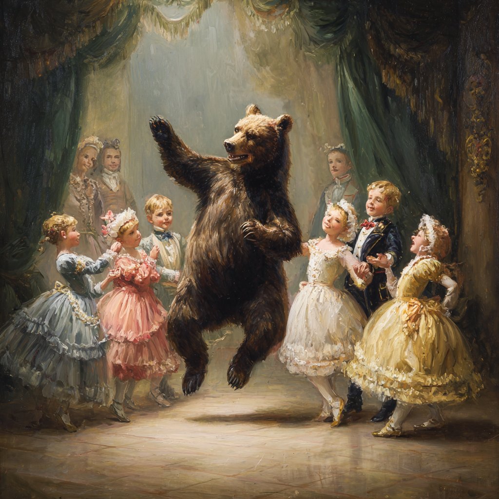 絵画。原画【バレエを踊る熊ちゃん】 絵画。原画【バレエを踊る熊ちゃん】 蛾の踊り 文化遺産オンライン