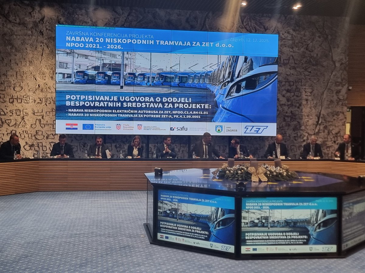 U tijeku <a href="/VladaRH/">Vlada Republike Hrvatske</a> potpisivanje ugovora o dodjeli bespovratnih sredstava za nabavku 62 elektricna autobusa i novih 20 tramvaja u <a href="/GradZagrebHr/">Grad Zagreb</a>