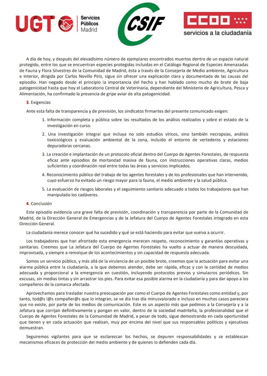 🗞️Colapso y caos Operativo en el Cuerpo #AgentesForestalesCM ante el brote de #gripeaviar en la <a href="/ComunidadMadrid/">Comunidad de Madrid</a> 

Cc: 
<a href="/IdiazAyuso/">Isabel Díaz Ayuso</a> 
<a href="/CarlosNovilloPi/">Carlos Novillo Piris</a>