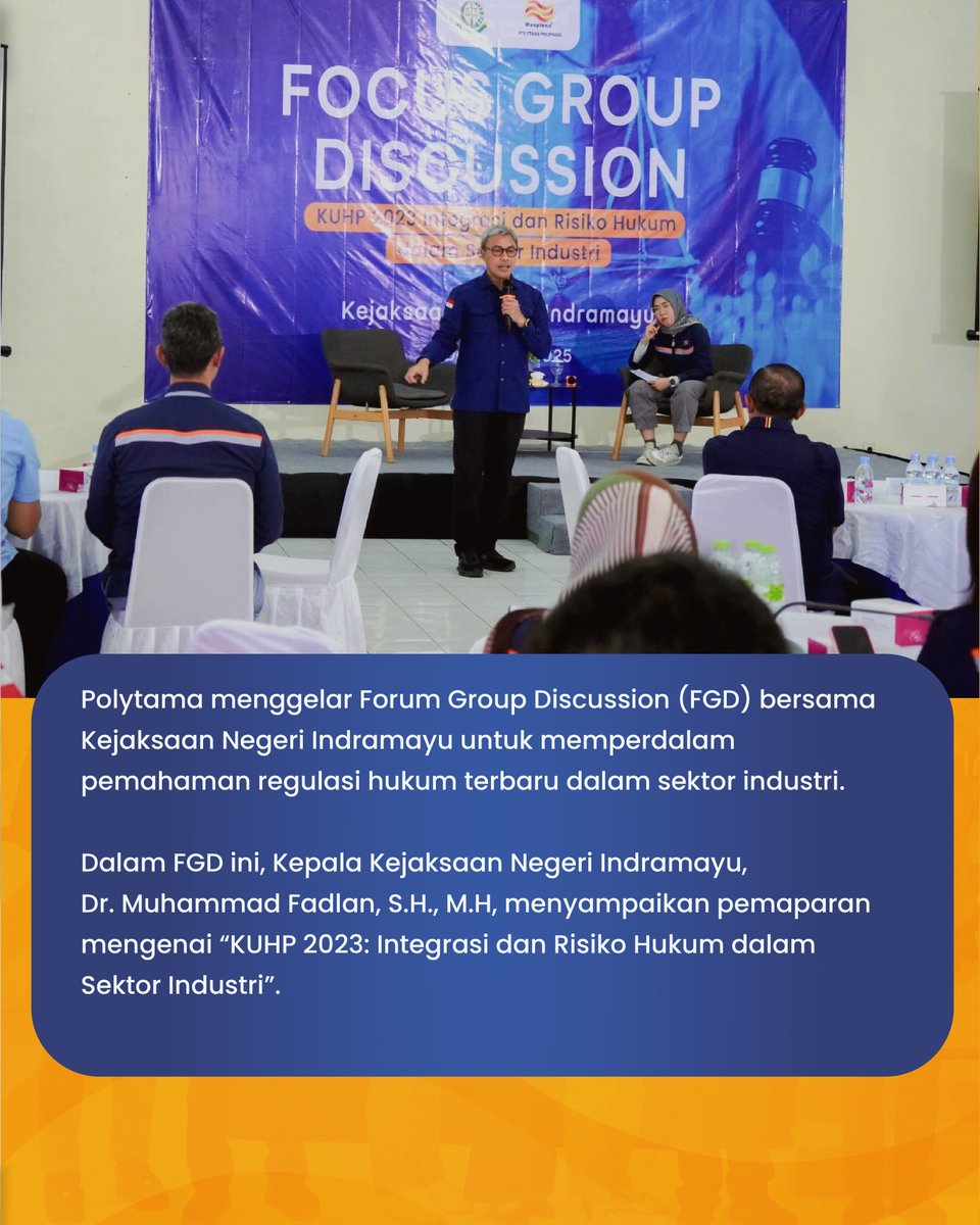 polytamaprop's tweet photo. berikut captionnya mba:

Polytama menyelenggarakan Forum Group Discussion (FGD) bersama Kejaksaan Negeri Indramayu untuk memperkuat pemahaman insan Polytama mengenai KUHP 2023: Integrasi dan Risiko Hukum dalam Sektor Industri.

Polytama,
#SynergizetoGrow https://t.co/QiadvGKHGZ