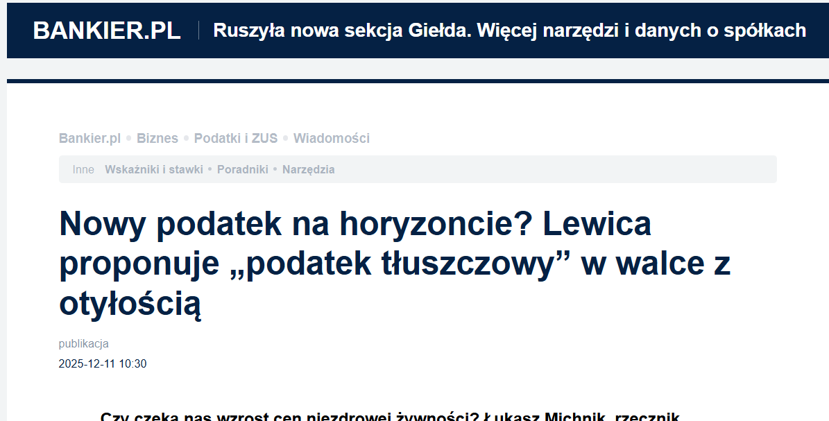 Podatek tłuszczowy to kolejna super rzecz! W ustawianiu nam życia.

Tyle, że powinien być płacony w zależności od ilości tkanki tłuszczowej 😉 Pomysłodawcy mogą zacząć od siebie (btw. zdjęcie "ilustracyjne").