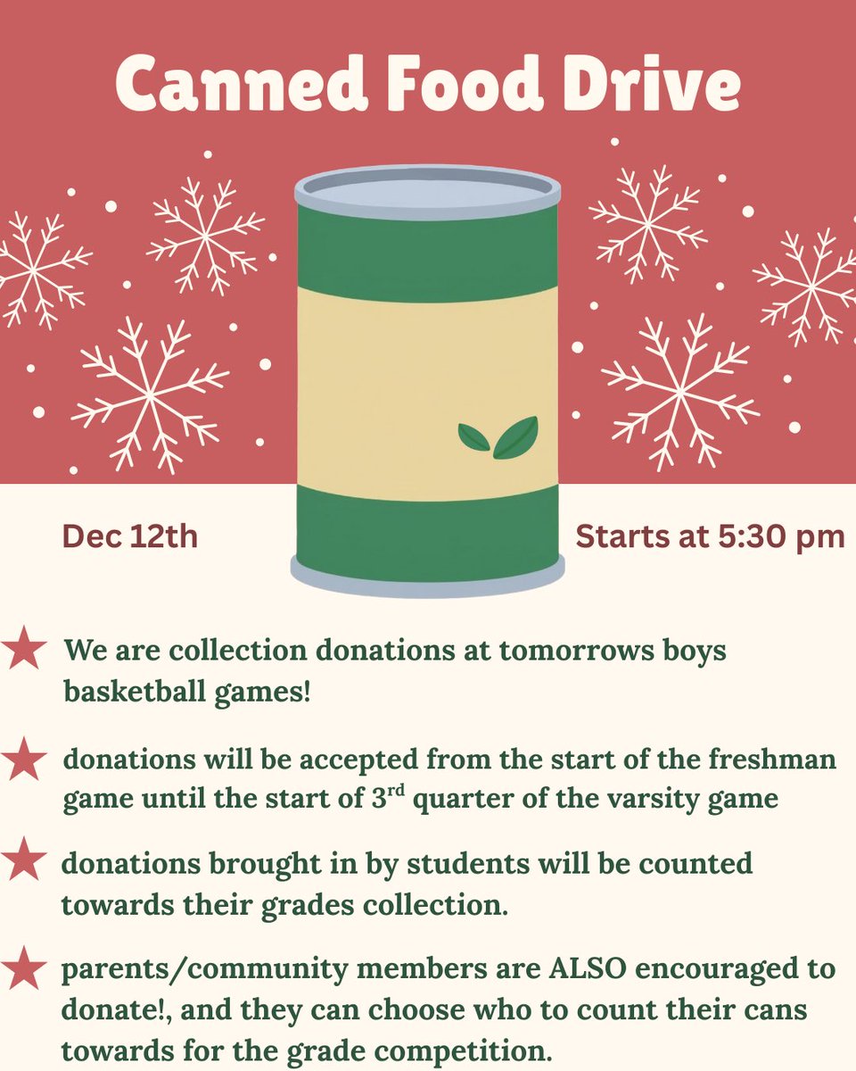 Bulldog Nation ~ our HS Student Council needs your help! 

At tonight’s game, they will be collecting canned goods for the OF Food Bank. If you’re coming to the game and are able to donate, please consider bringing something to support their cause.
Thank you🐾💙💛