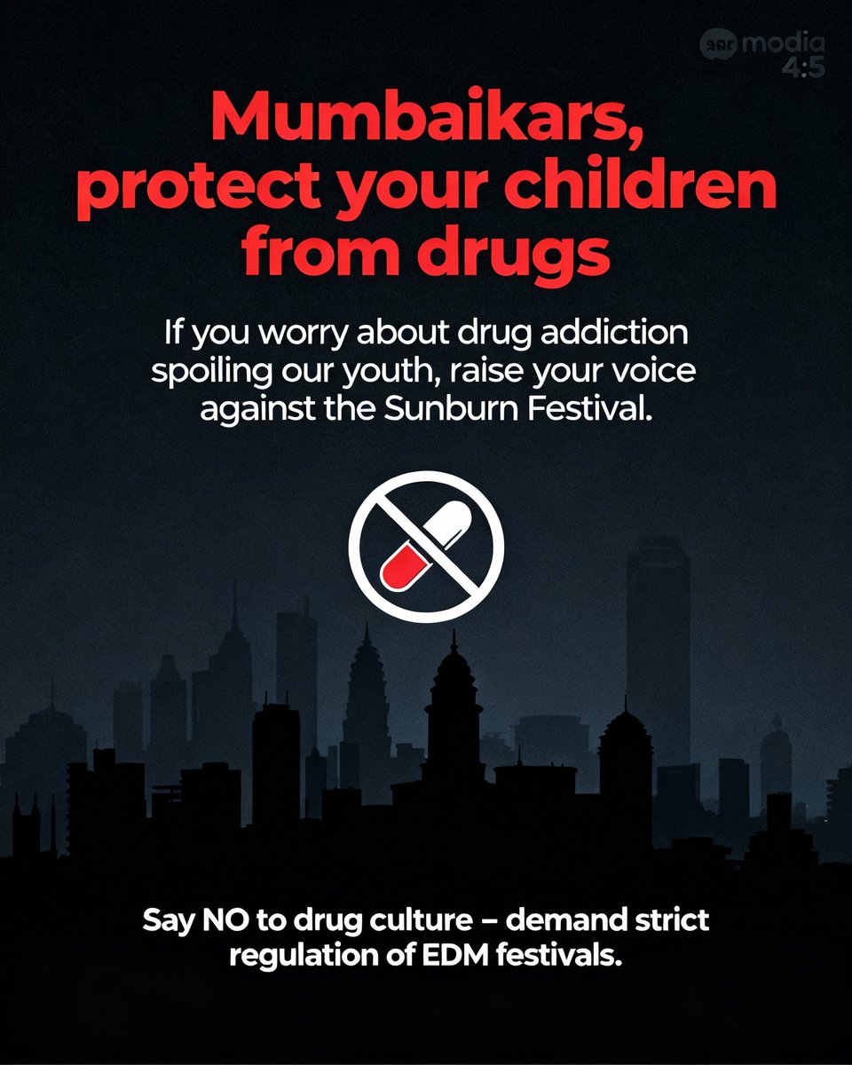 Why allow an event that promotes intoxication over Indian values ?
Say NO loudly, say NO proudly!
#Ban_Sunburn_Mumbai 🔥
👉Sunburn Hatao Desh Bachao