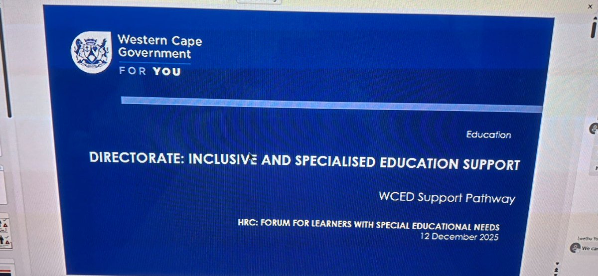 “I have some support needs that may be impossible to address in certain environments. Thank you Western Cape Government and HRC for allowing me to attend this forum online.”
                         - Zekwande Mathenjwa