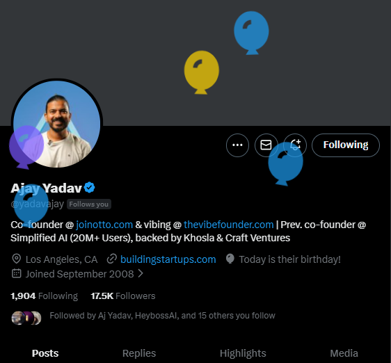 Happy Birthday <a href="/yadavajay/">Ajay Yadav</a> 🎉🥳🥳