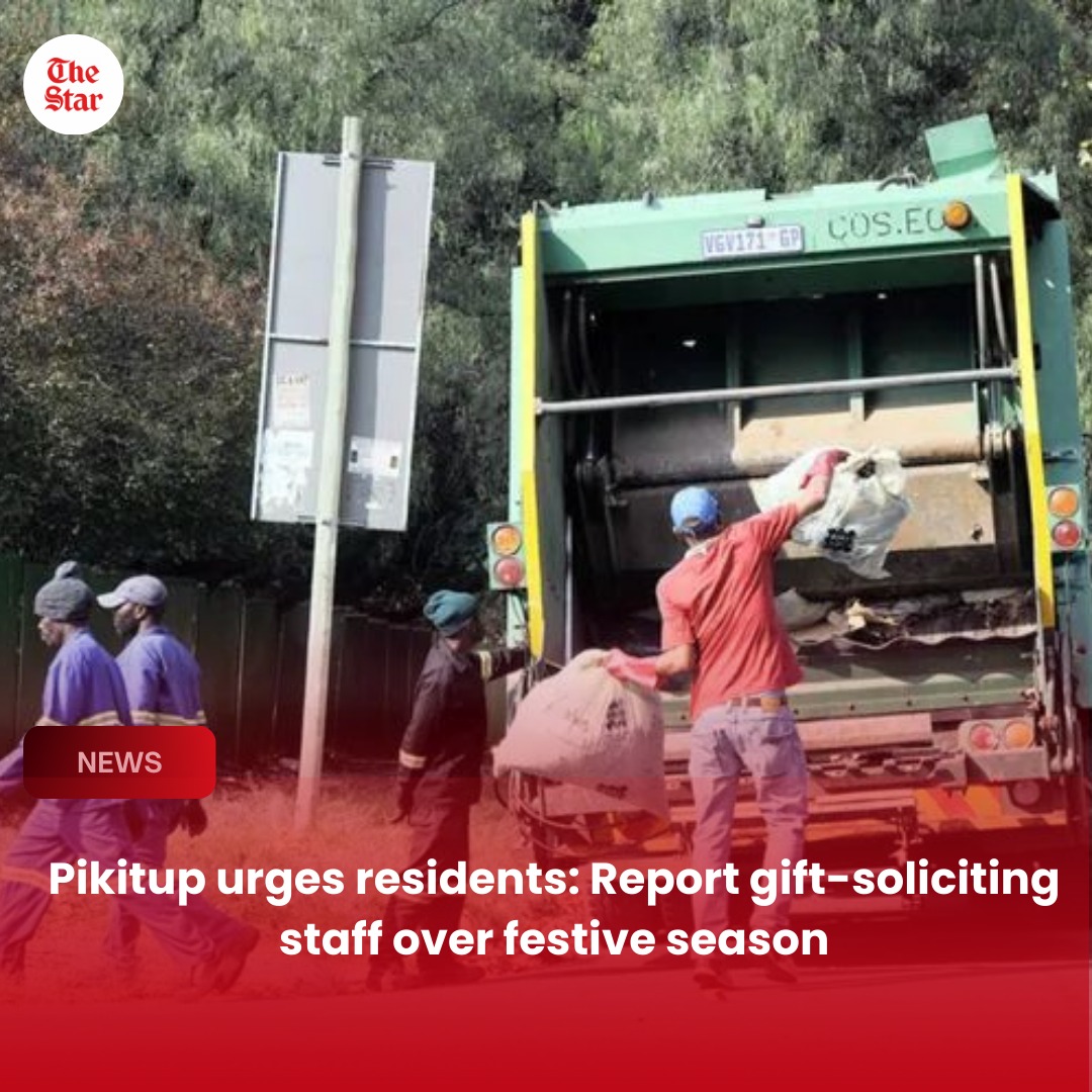 TheStar_news's tweet photo. Pikitup Festive Warning 🎁🚫
Pikitup urges Joburg residents to report any staff soliciting gifts this festive season.
🔗 https://t.co/hu4sjZTlW6

#TheStar #Pikitup #Joburg https://t.co/7IrePD0Msa