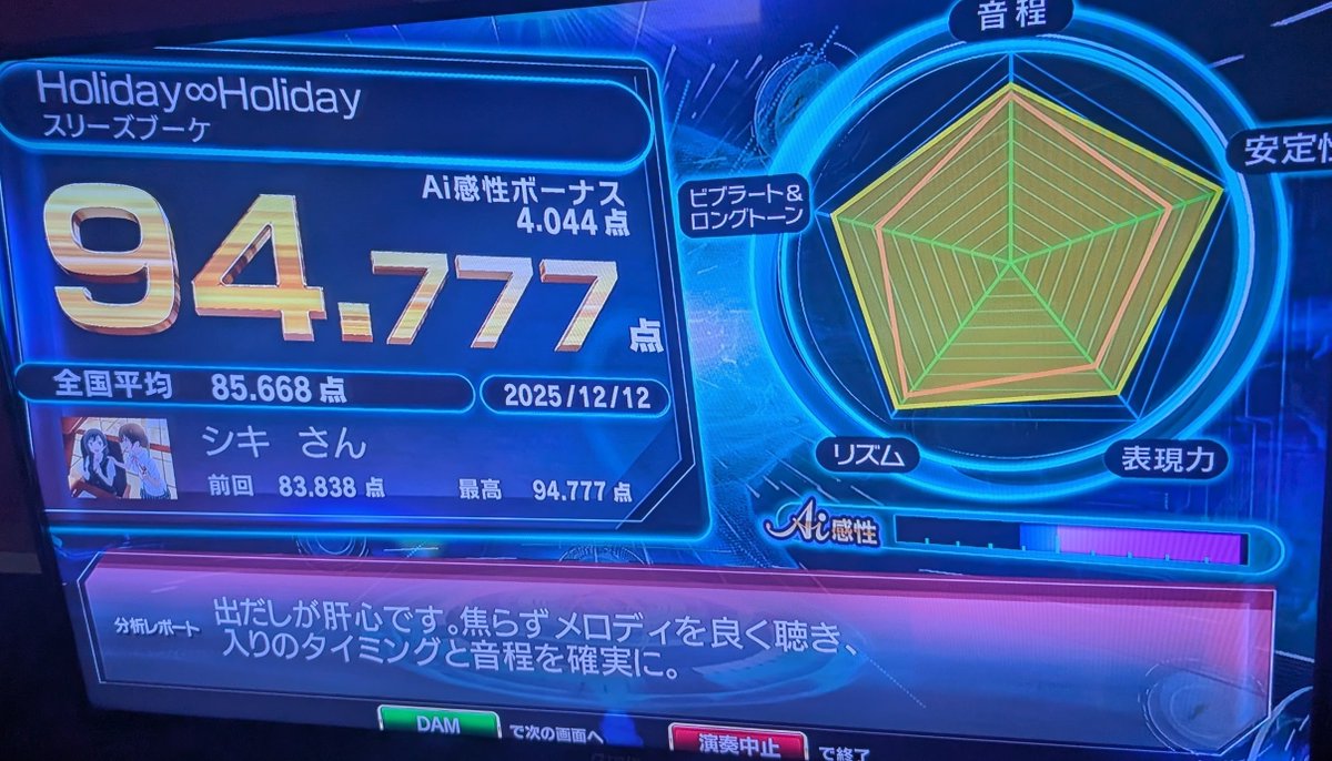 カラオケ行ってきたー！ あいせつ🙌🎙とりあえず90↑ 縁起のいい.777