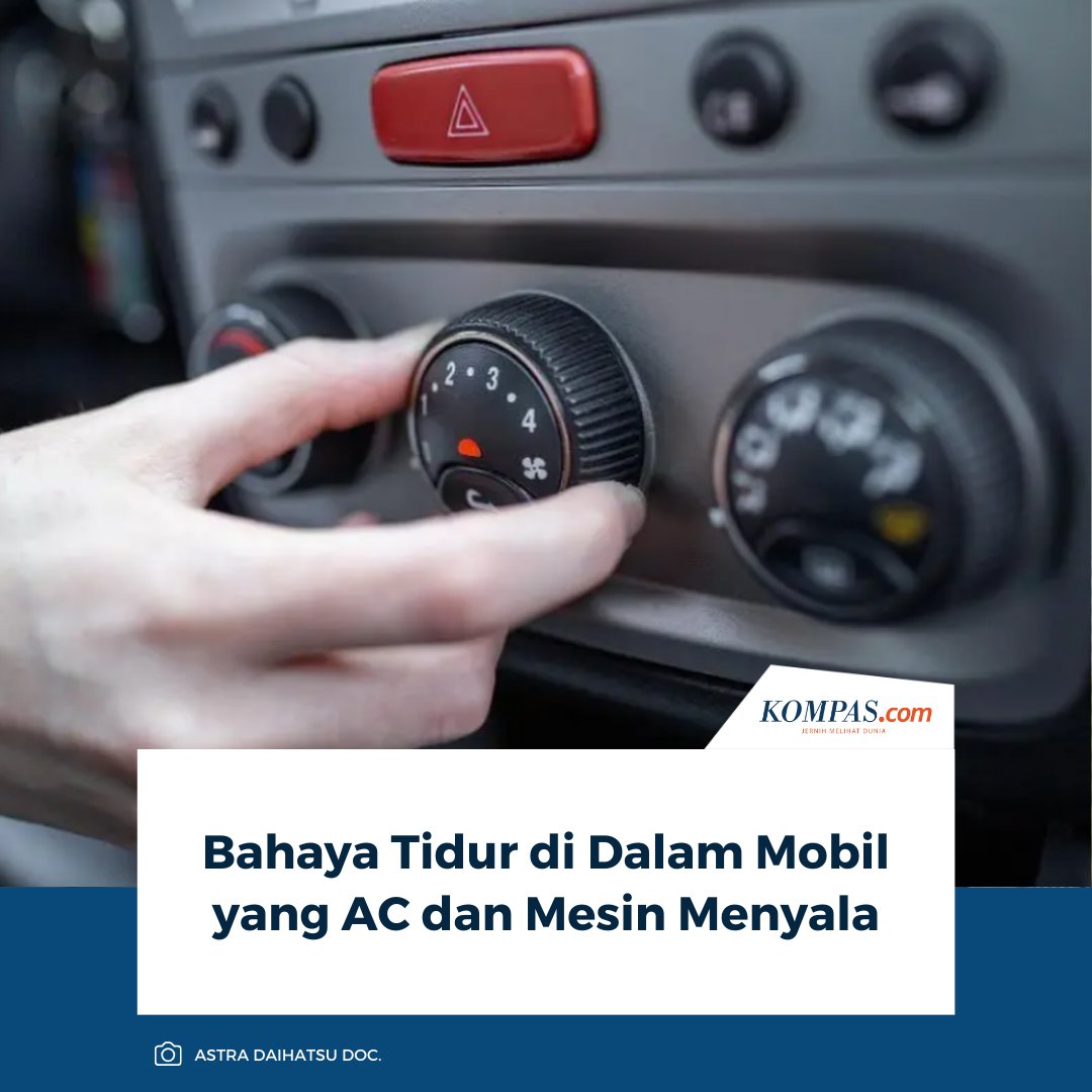 KompasOtomotif's tweet image. Tidur di dalam kabin mobil dengan air conditioner (AC) hidup dan jendela tertutup rapat sangat berbahaya. Banyak kasus fatal terjadi karena orang tidak sadar risikonya.

Baca Selengkapnya 👇🏻
otomotif.kompas.com/read/2025/12/1… 

~NA #BahayaTidurDiMobil #KeselamatanBerkendara #ACMobil