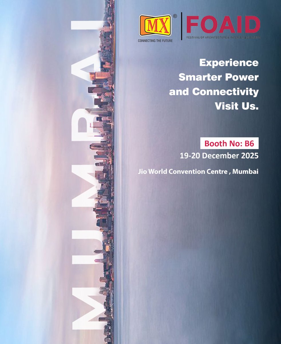 mx_electronics's tweet image. Ready to jolt your design game?

Find us at FOAID India, Mumbai — Dec 19 &amp;amp; 20 | Booth B6
Come see how MX is powering the future of modern spaces.

Catalogue: rb.gy/q5jkdz

#architects #interiordesigners #architecturaldesign #architecture #FOAID