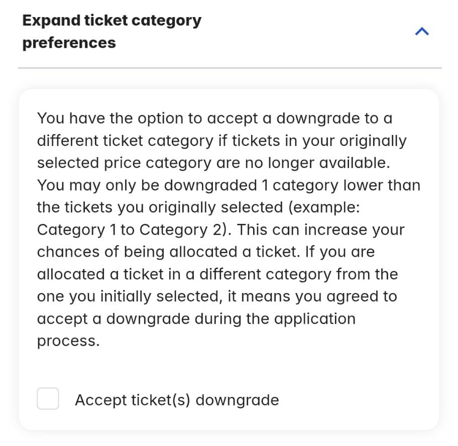 scotlandscoeff1's tweet image. Another small but telling example of FIFA, the charity, putting revenue ahead of fans is how they are handling ticket category choices in the application process.

UEFA always offer an “accept tickets in a different category” option. If you apply for Category 2 and it sells out,…