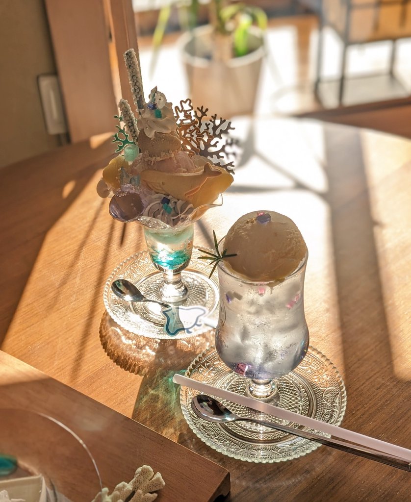 昨日に続き、本日もご来店ありがとうございました✨

お席によってパフェの見え方も色々✨
お席でのお写真もぜひ楽しんで頂けましたら嬉しいです😊

💠土日祝は完全予約制です。
今週末もたくさんのご予約を頂き満了＋追加受付を締切らせて頂きました🙇✨
どうぞよろしくお願いします🍀🐦
#cafeちどり