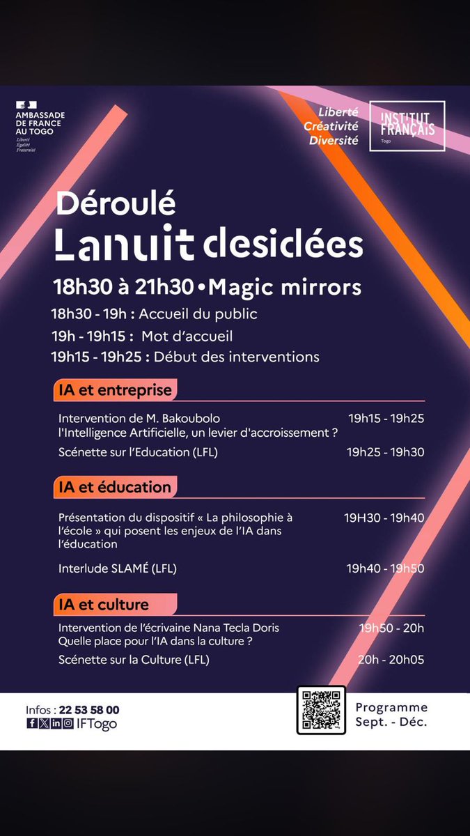 TeresiaThomasia's tweet photo. Bon les amis, si vous avez envie de causer un peu ce soir, on se retrouve à la nuit des idées ce soir à l'Institut français de Lomé.
On commence à 18h 🙏🏾 https://t.co/MlUvTJxflv