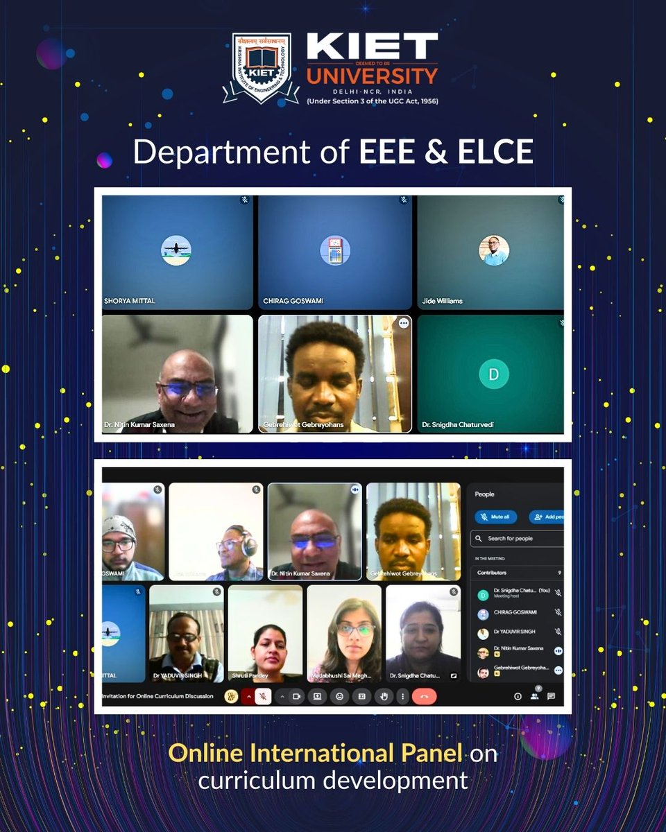 Kiet_edu's tweet image. EE &amp;amp; ELCE Depts. hosted an Online International Panel with experts from USA, Ethiopia &amp;amp; NVIDIA, discussing emerging tech, industry trends &amp;amp; future-ready skills-boosting global learning at KIET.
#KIETUniversity #EEE #ELCE #IEEE #DistinguishedLectureSeries #GlobalCollaboration