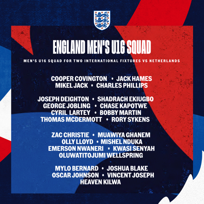 England's tweet photo. The U15 &amp; U16 #YoungLions squads for December 🦁