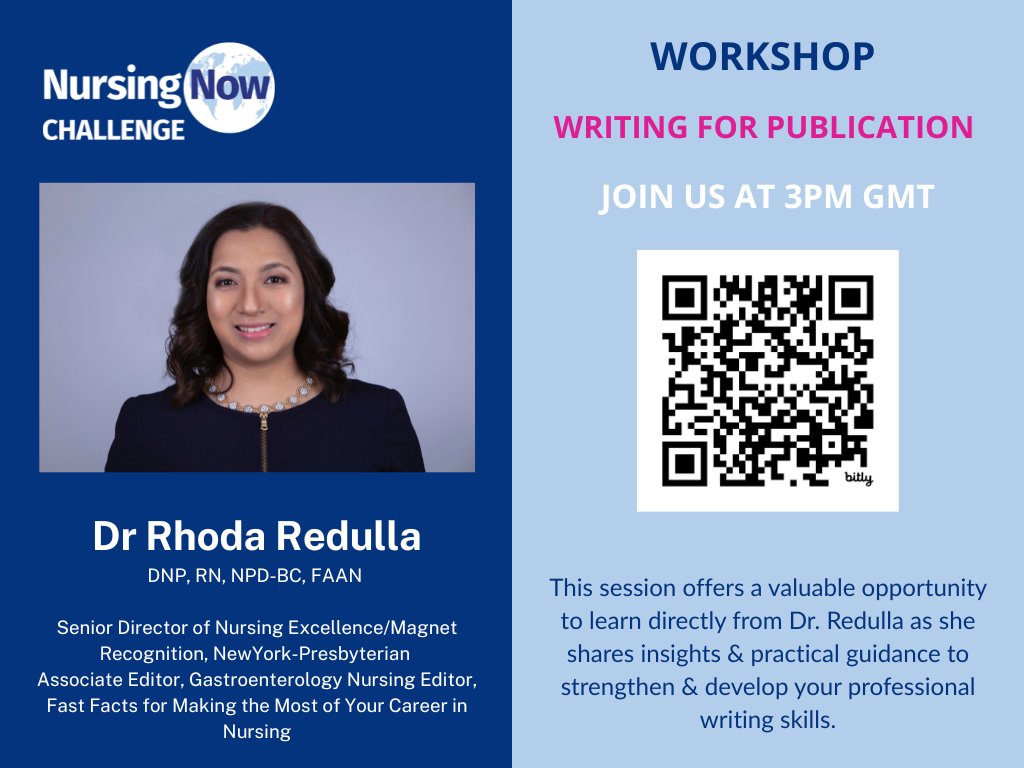 NursingNow2020's tweet photo. Don't forget to register your place on today's sessions!

#TakeABreath starts at 1pm GMT with Dr @KarlTizzard, followed by our Writing for #publication Workshop with Dr @RhodaRedulla at 3pm GMT!

We hope to see you there!

#Leadership #Research #Innovation
@BurdettTrust https://t.co/Ddkpy3jSx4