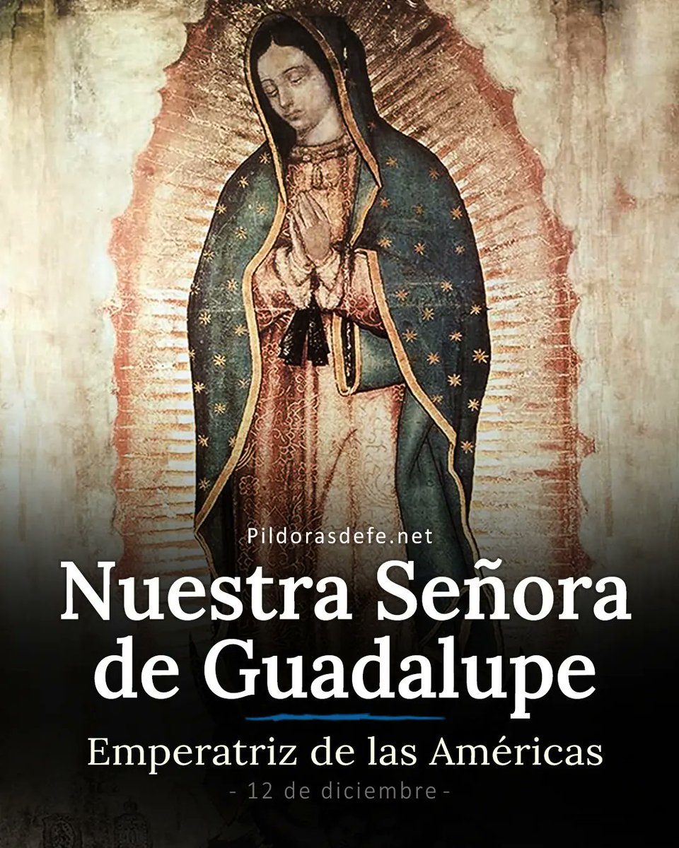 Pildorasdefe's tweet photo. Hoy, celebramos a Nuestra Señora de Guadalupe, conocida como Virgen de Guadalupe, o simplemente Guadalupe.

Es una de las advocaciones marianas más famosas del mundo.

Virgen de Guadalupe, Emperatriz de las Américas, ruega por nosotros. Amén. https://t.co/0Oy1oFG1tY