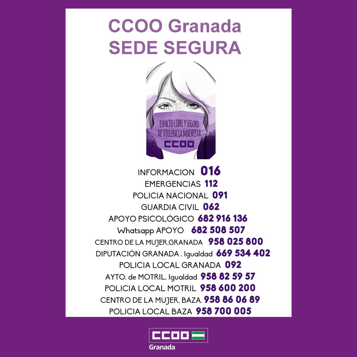 ⚧️CCOO Granada actúa contra las violencias machistas.
Nuestra sede, espacio seguro contra la violencia de género