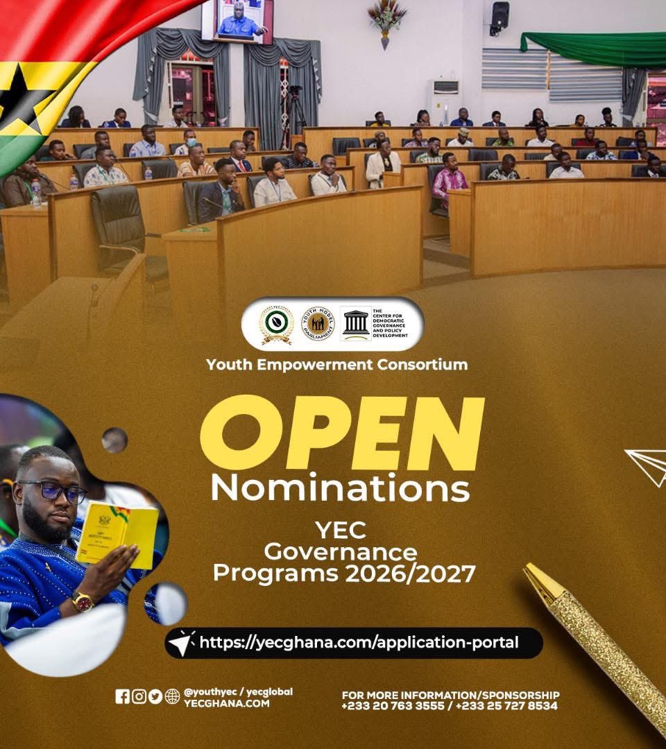 YouthYec's tweet photo. Apply now for YEC Governance Programs 2026/2027! 🇬🇭 Lead Ghana's future - pick 1 of 4 forms. Check ( https://t.co/LAUmWmDu1u) &amp; call 0207633555. #LeadershipChallenge #GhanaYouth https://t.co/6jXifNRISm