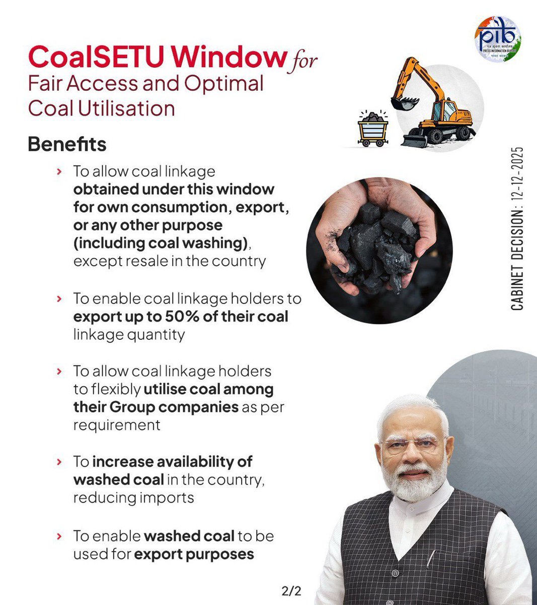 airnewsalerts's tweet photo. #CabinetDecisions ||

Cabinet approves CoalSETU window: Auction of #coal linkages for diverse industrial uses & exports, ensuring fair access and optimal resource utilisation.

@AshwiniVaishnaw | @MIB_India | @CoalMinistry