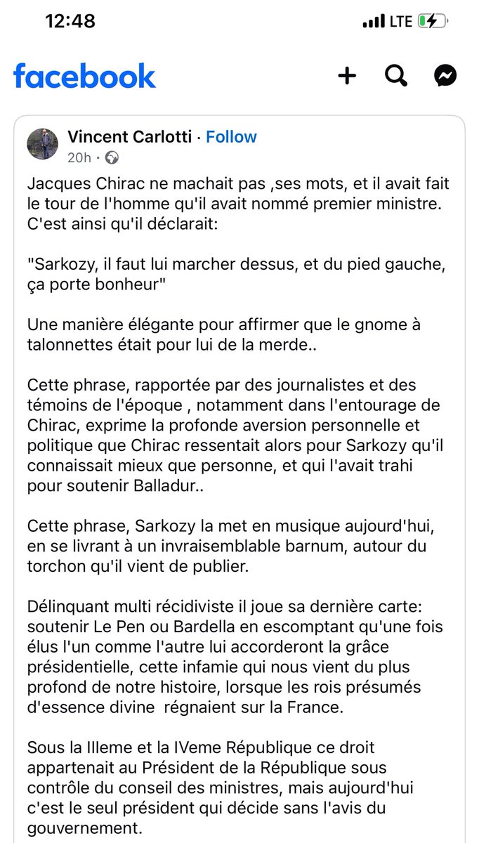 karimbitar's tweet image. “Jacques Chirac ne machait pas ses mots, et avait fait le tour de l’homme qui l’avait trahi. 

Il déclarait: 

&quot;Sarkozy, il faut lui marcher dessus, et du pied gauche, ça porte bonheur…”

Une manière élégante pour affirmer que le gnome à talonnettes était pour lui de la merde…”