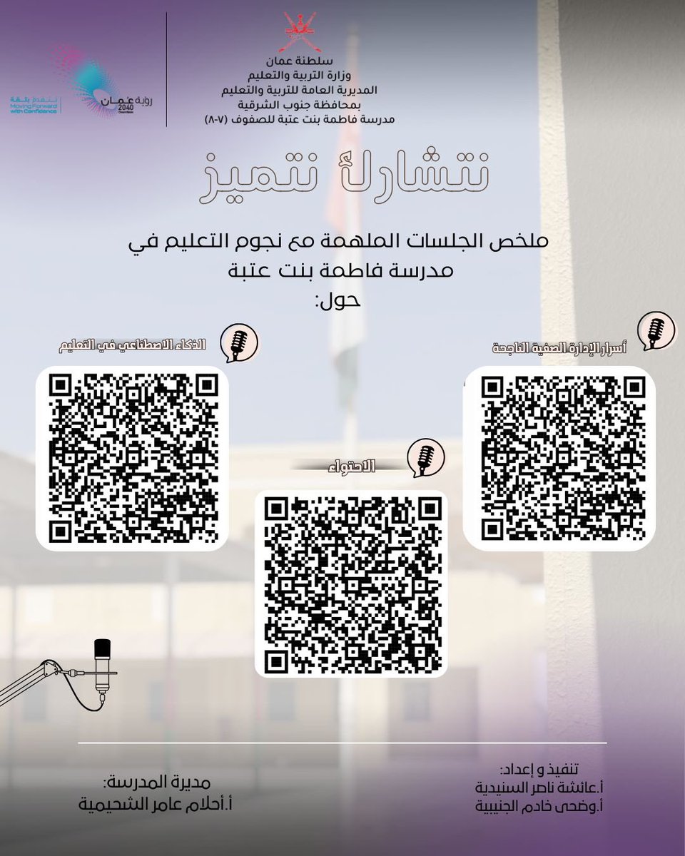 بهدف تبادل الخبرات بين معلمات المدرسة، نفذت أ.عائشة السنيدية و أ.وضحى الجنيبي مبادرة نتشارك نتميز وهي عبارة عن عقد لقاء مع المعلمات و نقل اثر اللقاء لمعلمات المدرسة .
#تعلم_مستدام 
#فاطمة_بنت_عُتبة_تتميز
#إدارة_التربية_والتعليم_بجعلان
#تعليمية_جنوب_الشرقية_تتألق