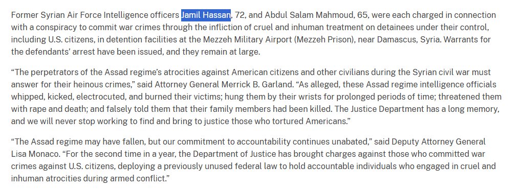 #Syria: according to the WSJ, both the French and Syrian governments have called on Lebanon to arrest Jamil Hassan, the former commander of Assad's Air Force Intelligence.

Hassan is one of the Regime's worst war criminals involved in the brutal crackdown starting in 2011 and