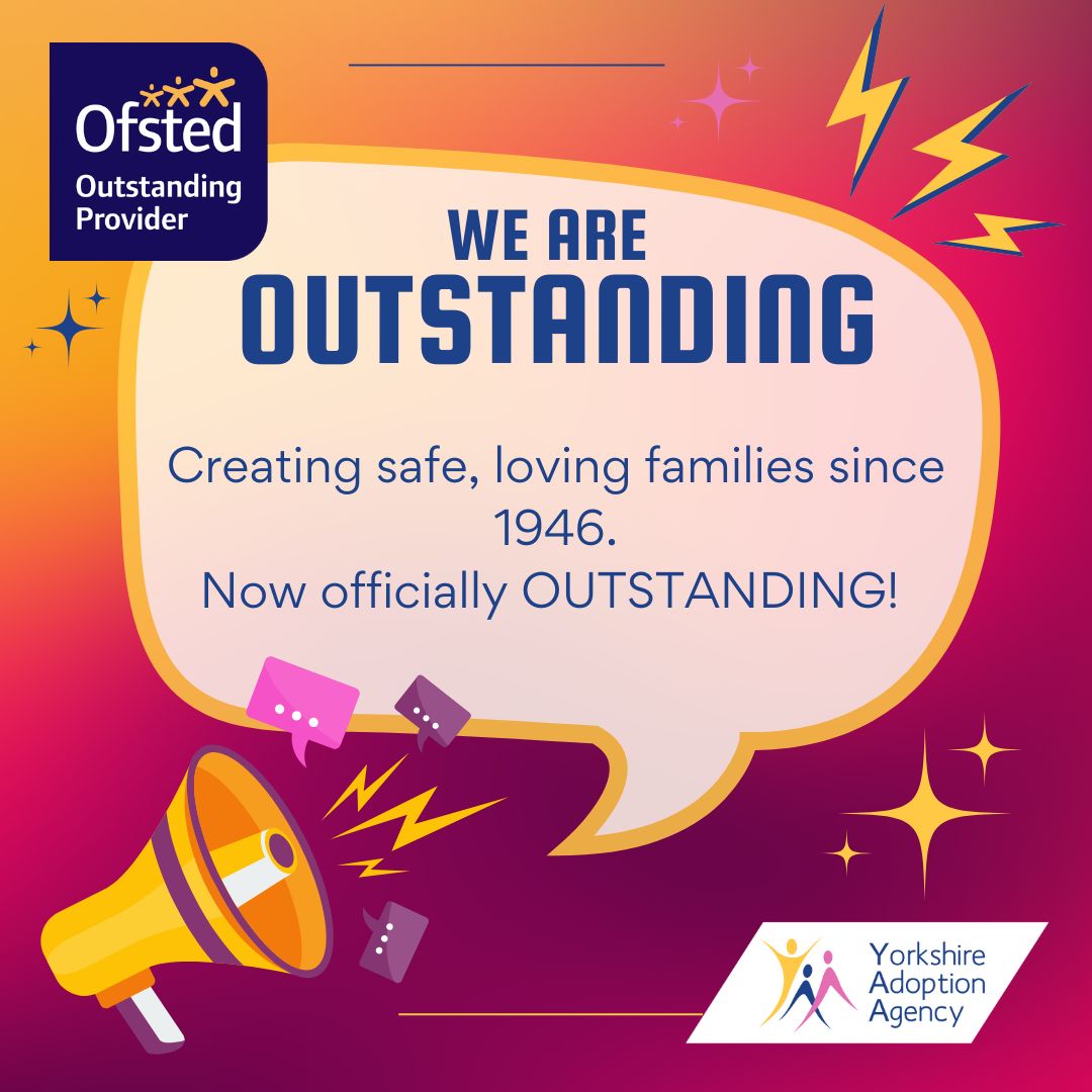 Y_Adopt's tweet image. We are OUTSTANDING! 
The team are incredibly proud to be rated an Outstanding provider by Ofsted.
Read the full report on our website!
#YorkshireAdoptionAgency #Outstanding #AdoptionService
