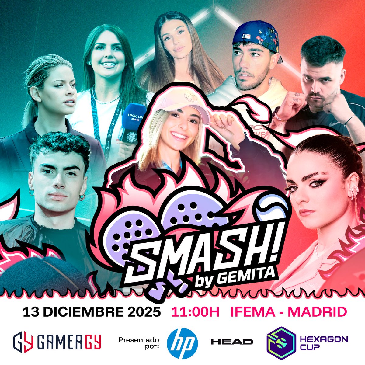 🎾 ¡Aquí tenemos los participantes de  SMASH! 🎾 by <a href="/gemita327/">gemita327</a> en #GAMERGY2025!

MAÑANA !!!  A las 11:00 llega una activación que une el mundo del pádel y el gaming con 
<a href="/luciadelapuerta/">luciadelapuerta 🧢🖤</a> @guanyarr <a href="/christinegz/">Jessica Camargo</a> <a href="/lucii_lba/">Lucii</a> @jaimesilva @adrianapozueco @rauloteroc y el cast de