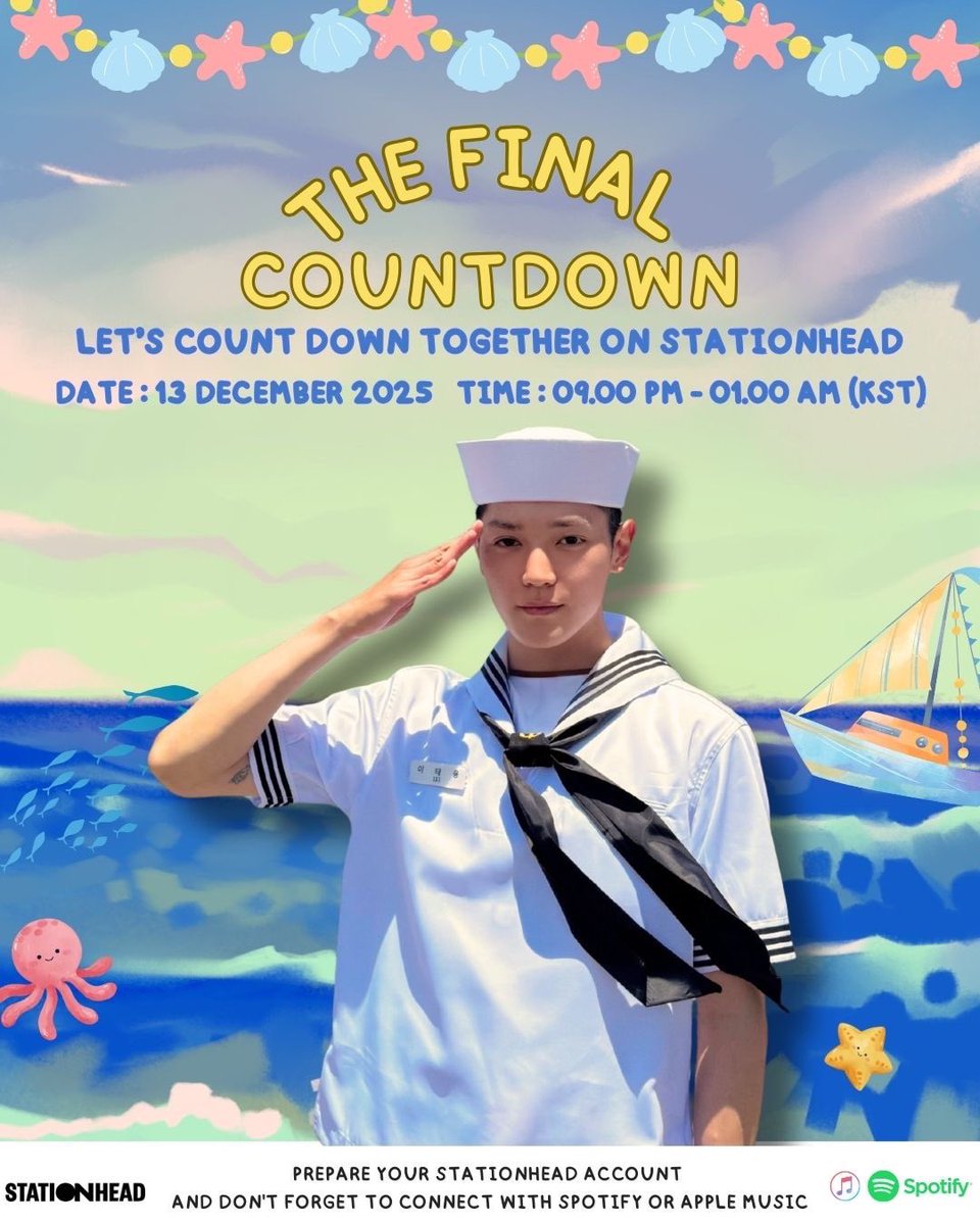TAEYONG_TH's tweet image. 🎧 Final Countdown Listening Party on @STATIONHEAD

Join us for countdown streaming party for Taeyong’s return!
เชิญชวนทยงพือและชีจือนี่มาปาร์ตี้สตรีมนับถอยหลังต้อนรับแทยงไปด้วยกัน🔊

📅 13 Dec (Sat)
⏰ 19:00–23:00 ICT | 9PM–1AM JST/KST

เตรียมแอคเคาน์ให้พร้อม แล้วมาจอยกัน! 🌟🧜‍♀️