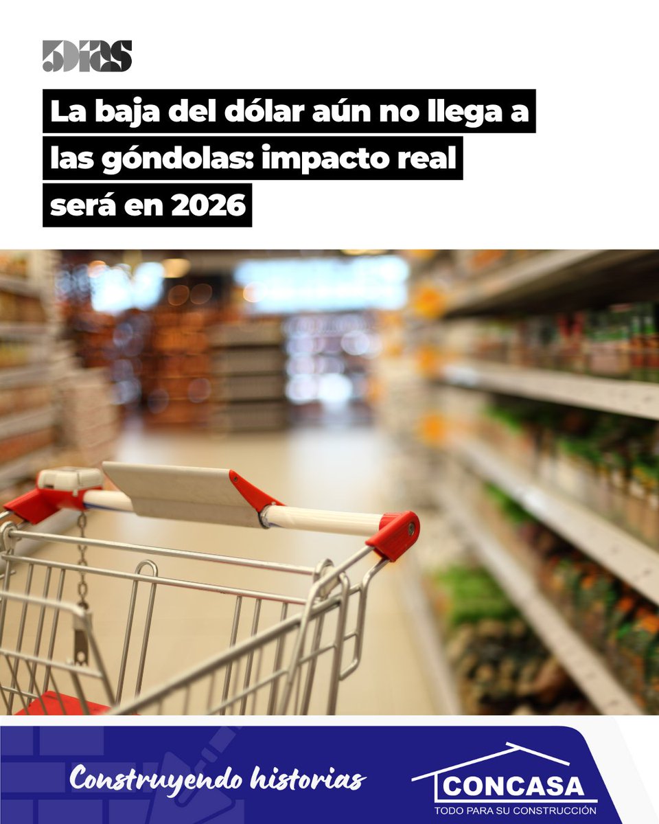 5DiasPy's tweet image. 💰 Aunque el dólar cayó con fuerza en las últimas semanas, el efecto en los precios al consumidor todavía es parcial.

Según el Centro de Importadores del Paraguay, el ajuste pleno recién llegará entre enero y febrero de 2026. ¿La razón? El inventario actual fue comprado con un…