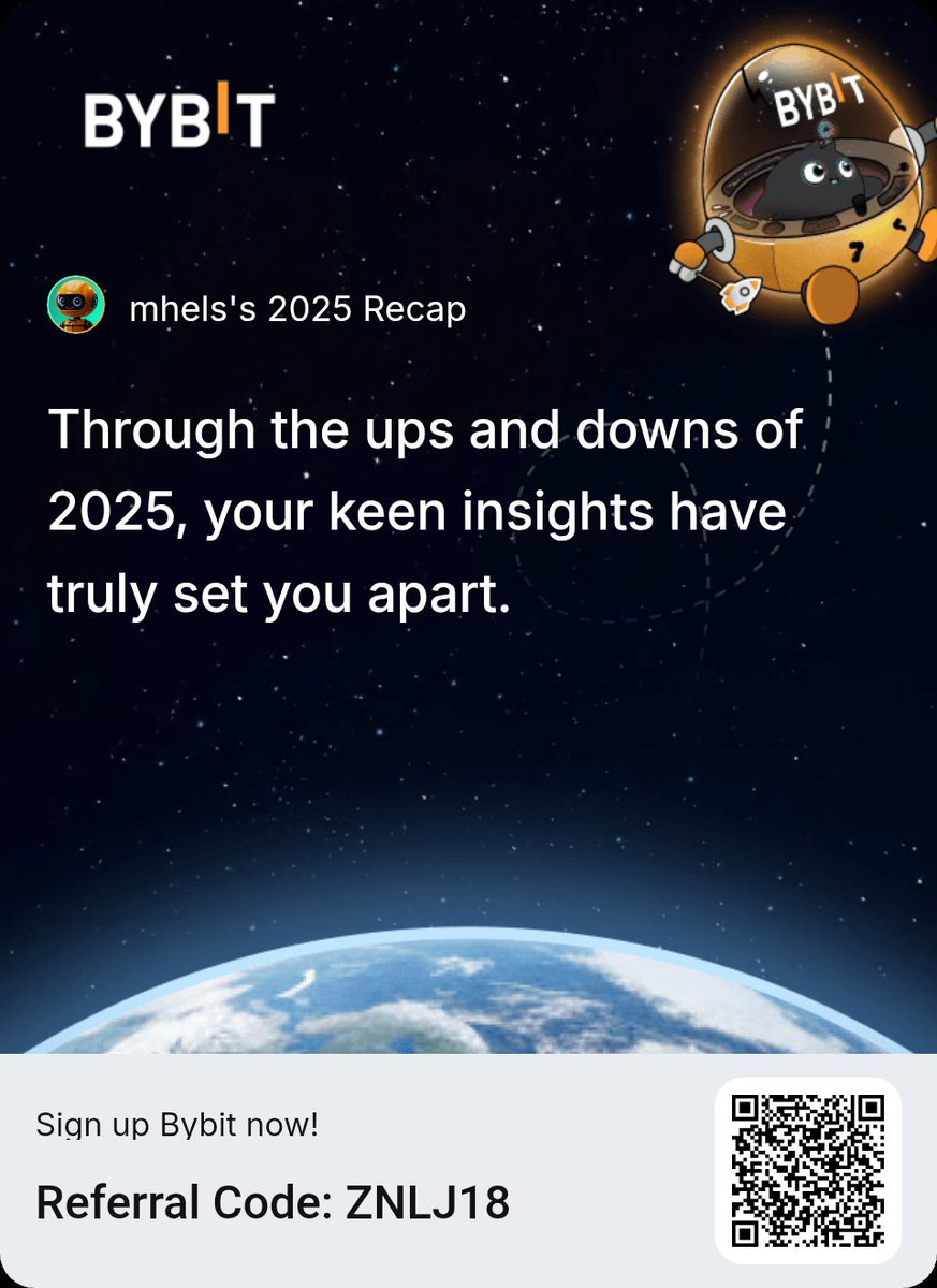 RomelSumatin's tweet photo. Unlock your 2025 recap and chart what’s next with me! New users can also win a 6,135 USDT reward.
#My2025YearlyRecap #BybitRecap #Bybit2025 #CryptoRecap2025 #BybitRecap2025
 https://t.co/pNqKScN5oY https://t.co/PxlUZcKVVv