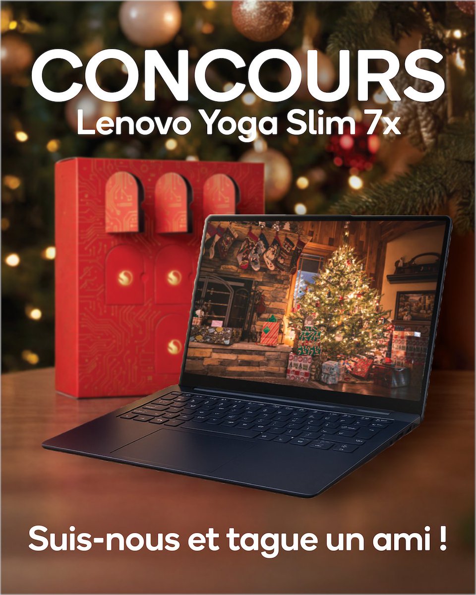 Snapdragon_FR's tweet photo. L’une de nos choses préférées en cette saison ? Les pubs de Noël, évidemment 🙌

Et pour survivre à l’ascenseur émotionnel, on te propose d'essayer de gagner un Lenovo Yoga Slim 7x @lenovofr, parfait avec son streaming 4K ❤️ #SnapdragonXSeries

Les 24 heures pour participer commencent maintenant ! Ne rate pas ça :
🎁 Suis notre compte @Snapdragon_FR
🎄Dis-nous quelle pub de Noël te met direct dans l'ambiance des fêtes et tague un ami qui aime autant cette saison que toi

Conditions générales : https://t.co/Bj21ufdYSC