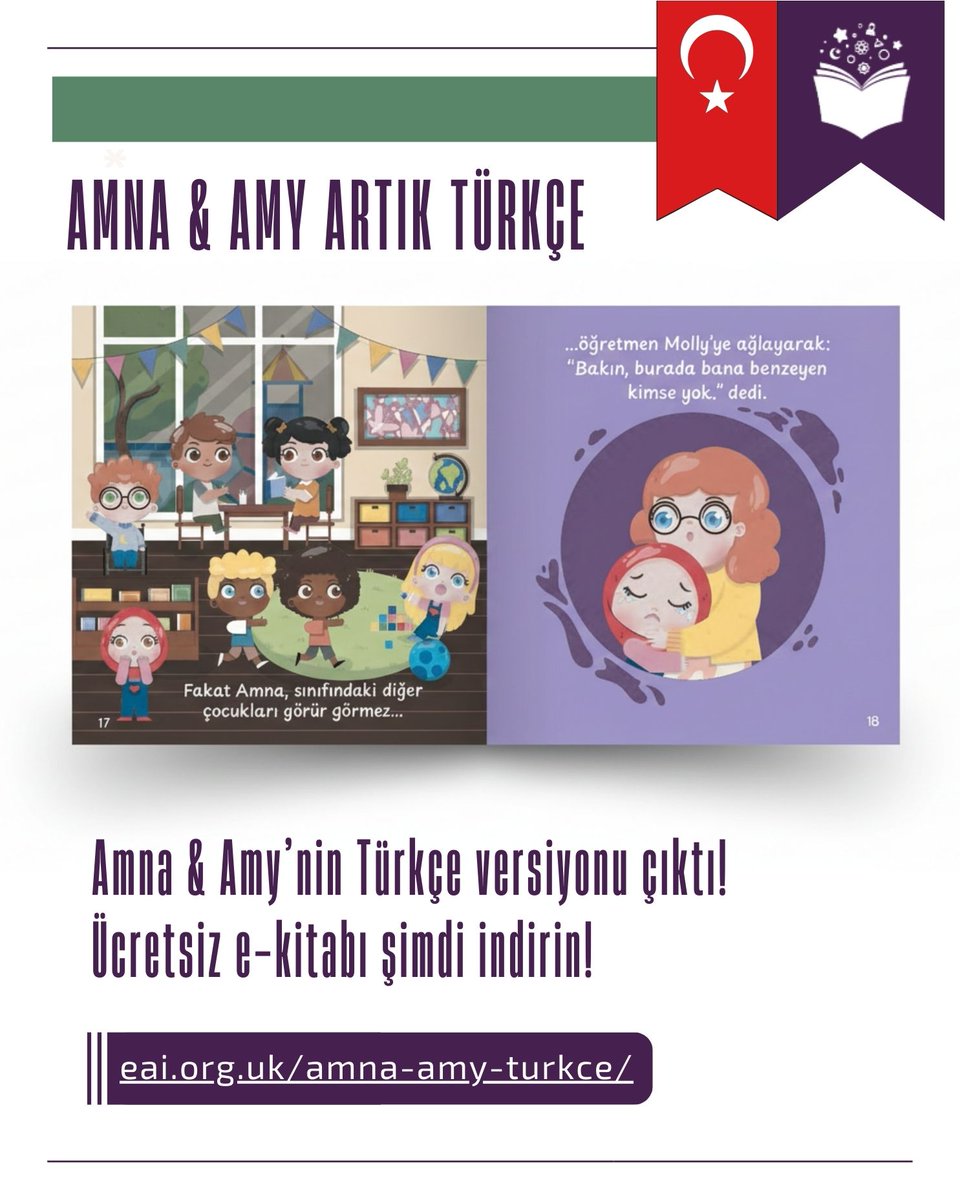 eai_uk's tweet photo. 🇹🇷 Amna &amp; Amy is now available in Turkish! 

A heartfelt thank you to Dr. Ayşe Duran Yılmaz for bringing Amna’s story to life in Turkish and helping us make Amna &amp; Amy accessible to young Turkish readers.

Download your Turkish copy via the link below:
https://t.co/dhEqssODGL https://t.co/7u6bLx4Q2N