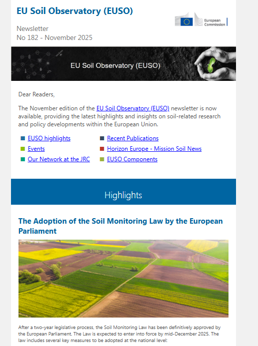 SoilOlive's tweet photo. 📧We are sharing the November newsletter from the European Union Soil Observatory (EUSO) with interesting information on soil health, the primary objective of Soil O-Live.

👉You can read it here ⤵️
https://t.co/Q1aPDvHjHN

#SoilOlive #UJA #EuropeanProject https://t.co/1xLLyDpsdb