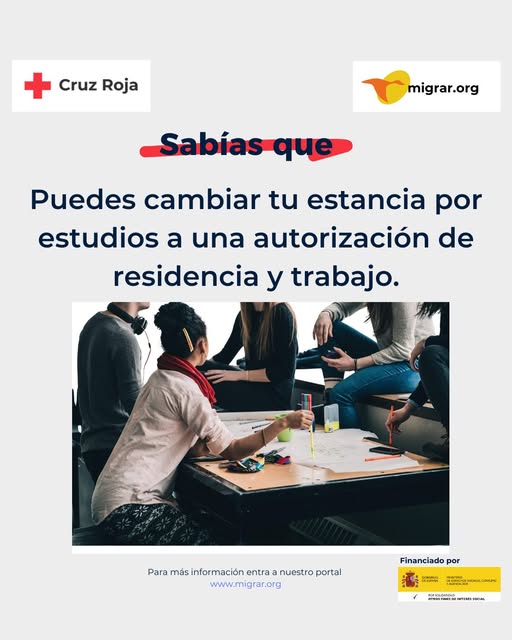 🎓¿Estás en España con una estancia por estudios? 
¡Puedes cambiarla a una autorización de residencia y trabajo! 💪

ℹ️Para hacerlo, es necesario cumplir con ciertos requisitos que podemos explicarte. 
Si quieres recibir asesoría personalizada, entra en migrar.org.
