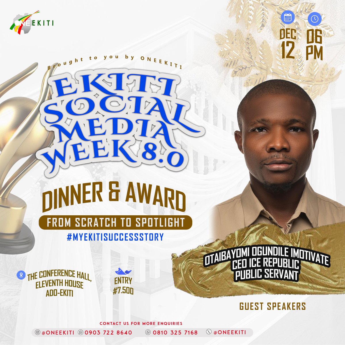 One of our stars of the night at the #EkitiSocialMediaWeek 8.0 
Tonight We are Honoring Trailblazers Who Chose to Stay, Build, and Transform Ekiti State