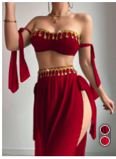 Zool_Express's tweet image. قطع طقم فستان ماكسي مع ربطة عنق وشراشيب من الشبك جذاب