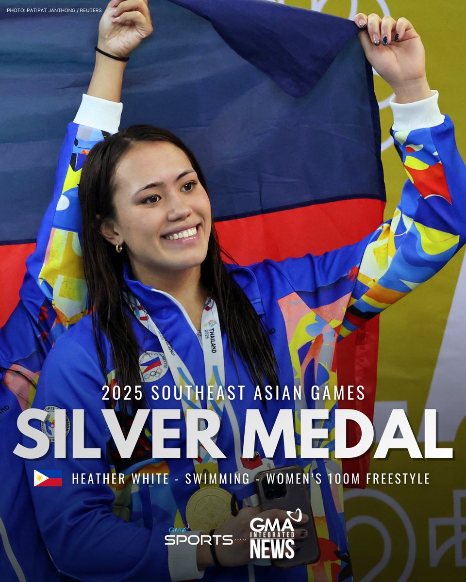 PILIPINAS ON TOP! 🇵🇭🏅🥈

Filipina swimmers Kayla Sanchez and Heather White secured the gold and silver medals in women's 100m freestyle at the 33rd Southeast Asian Games in Thailand!

LIVE UPDATES: gmanetwork.com/news/sports/ot…