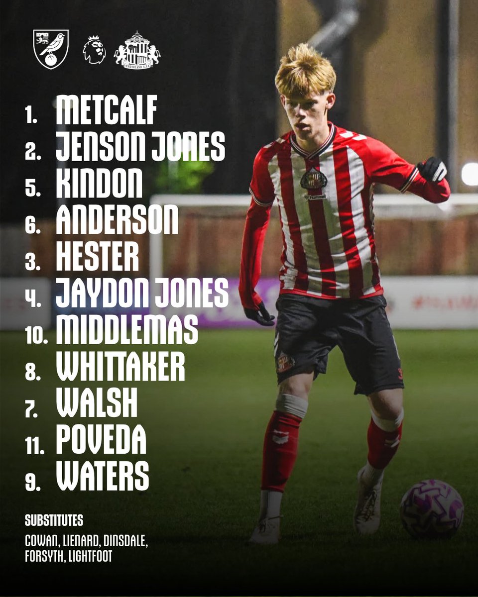 Our Under-21s set to face Norwich City tonight... ⚔️

#SAFC | #PLCup