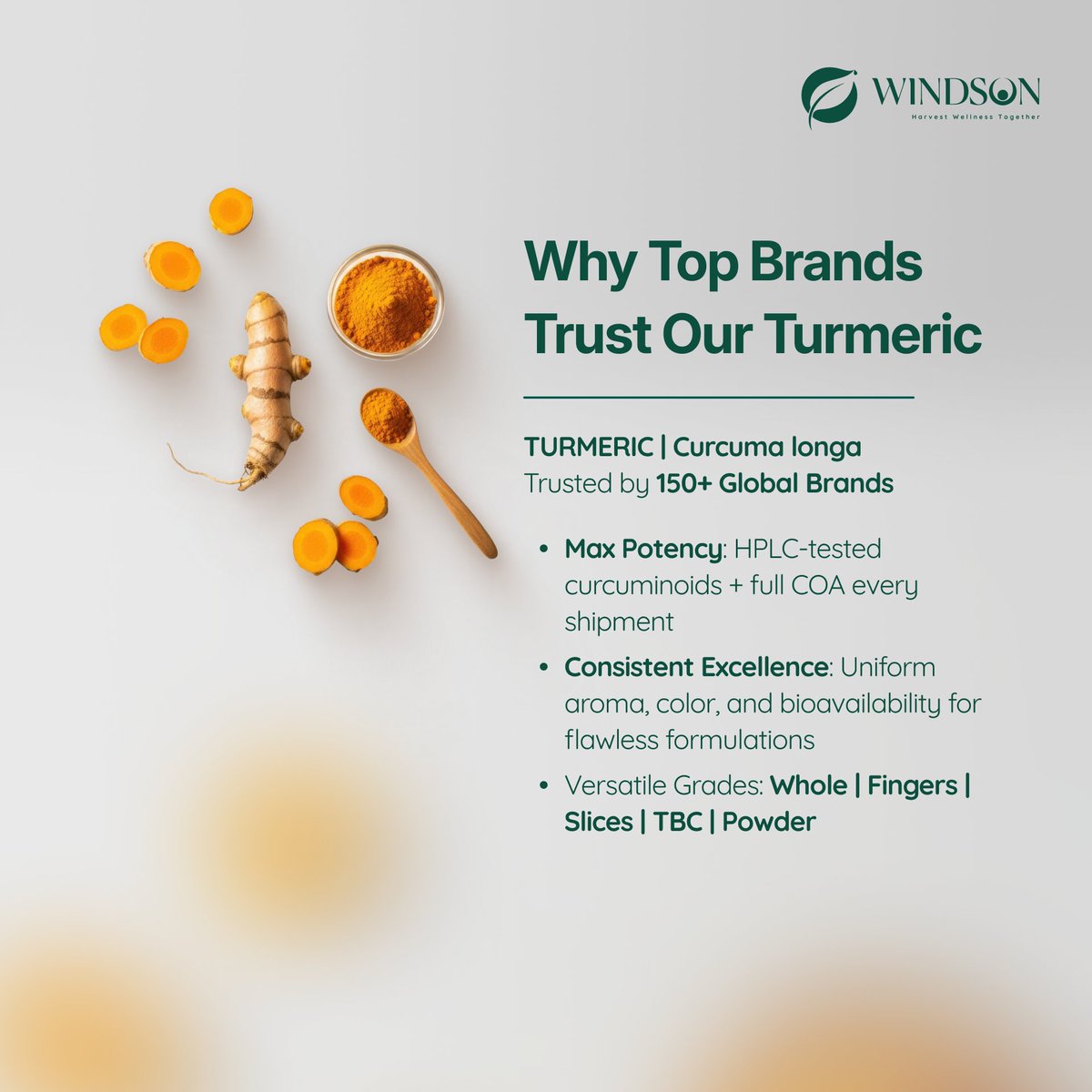 windsonindia's tweet photo. 🚀 2026 Glow-Up Secret: Turmeric! Anti-inflammatory magic, 11.9% CAGR boom. 
HPLC-tested, clean, certified—150+ brands love it. 
Comment "TURMERIC" for sample! MOQ 5kg. #TurmericMagic https://t.co/6Cvov5DheL