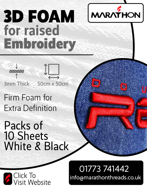 marathonthreads's tweet photo. Half the price of leading competitors. Marathon's 3D Foam for raised embroideries. https://t.co/w6oZxf6WQ2
