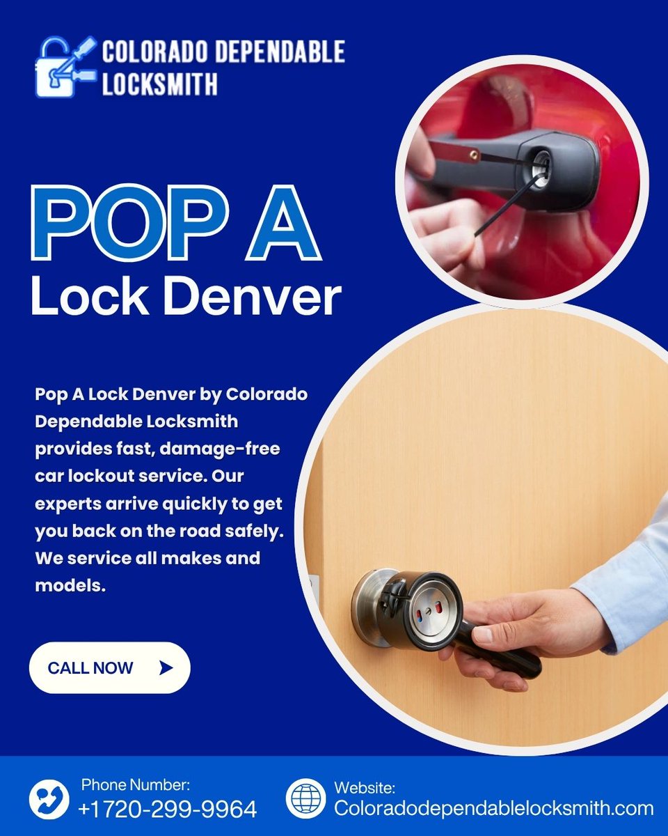 CD_locksmith's tweet image. Locked your keys in the car in Denver? Pop A Lock Denver by Colorado Dependable Locksmith offers fast, damage-free lockout service for all makes/models. Quick arrival, back on the road safely! Call/Text: 720-299-9964

Learn More: coloradodependablelocksmith.com/services/pop-a…