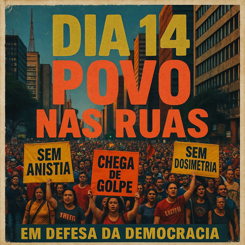 🚨 ATENÇÃO, MILITÂNCIA! É AGORA!

Levantem a voz e as tags:

DIA 14 POVO NAS RUAS
CHEGA DE GOLPE
SEM ANISTIA
SEM DOSIMETRIA

Domingo será mais um dia histórico em defesa da nossa democracia. Vamos para as ruas 🇧🇷✊🏾