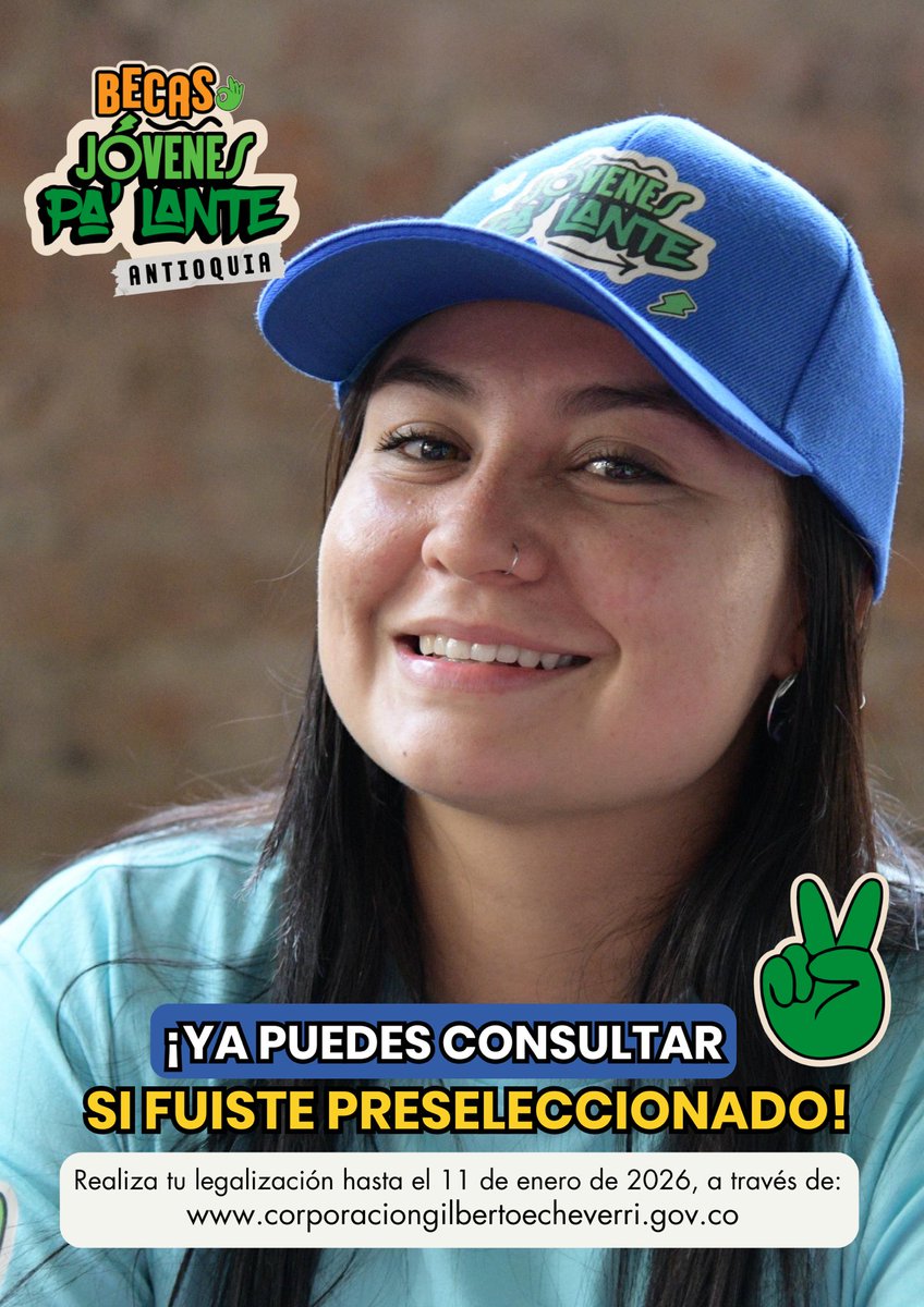 Consulta los resultados en corporaciongilbertoecheverri.gov.co

¡Recuerda!
Realizar tu proceso de legalización hasta el 11 de enero de 2026.