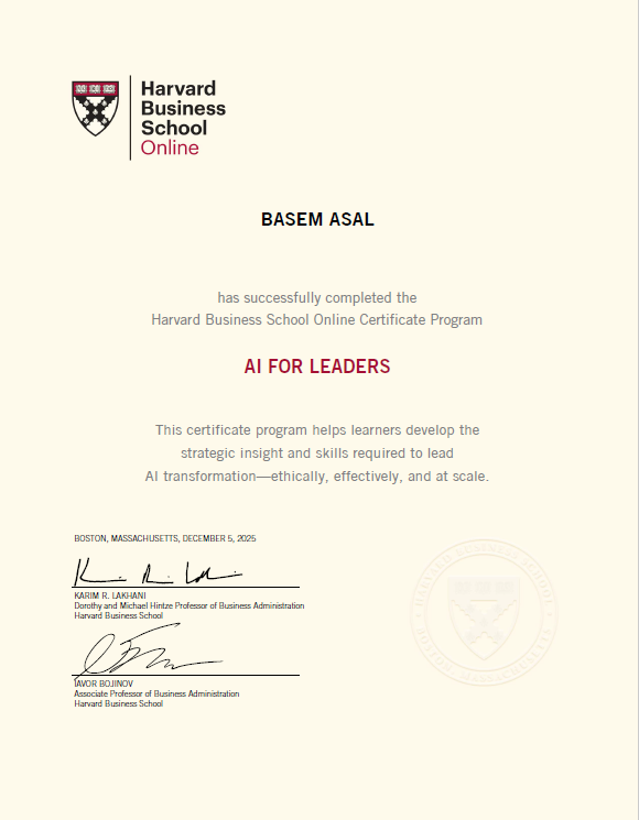 Completed AI for Leaders @HarvardHBSOnline.
AI success isn’t about models—it’s about leadership, judgment, and ethics.
The future belongs to leaders who understand all three.