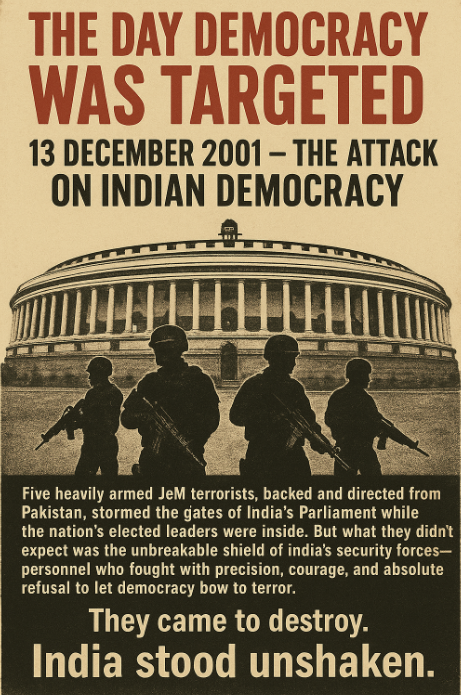 RajKaurSidhu2's tweet photo. 13 Dec 2001: Five JeM gunmen backed by Pakistan stormed India’s Parliament. They failed because Indian security forces refused to let democracy fall. #PakTerrorNetwork https://t.co/t7owtSEsfK