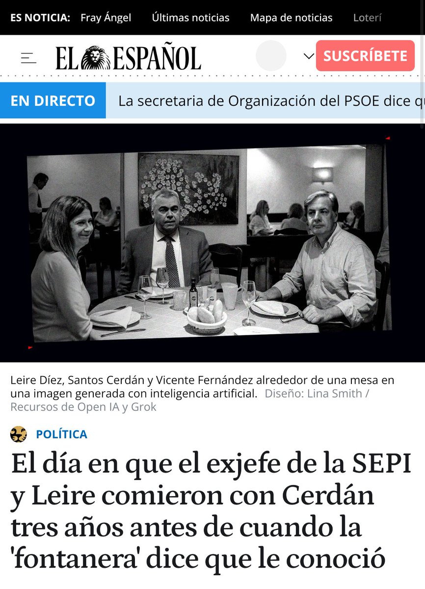 Si no tengo una foto, me la invento. Esto que hace El Español es un grave precedente, un ataque al fotoperiodismo y una cuchillada más a la maltrecha credibilidad del periodismo. Es una foto generada con IA. Que el pie de foto lo anuncie, no resta gravedad al caso.