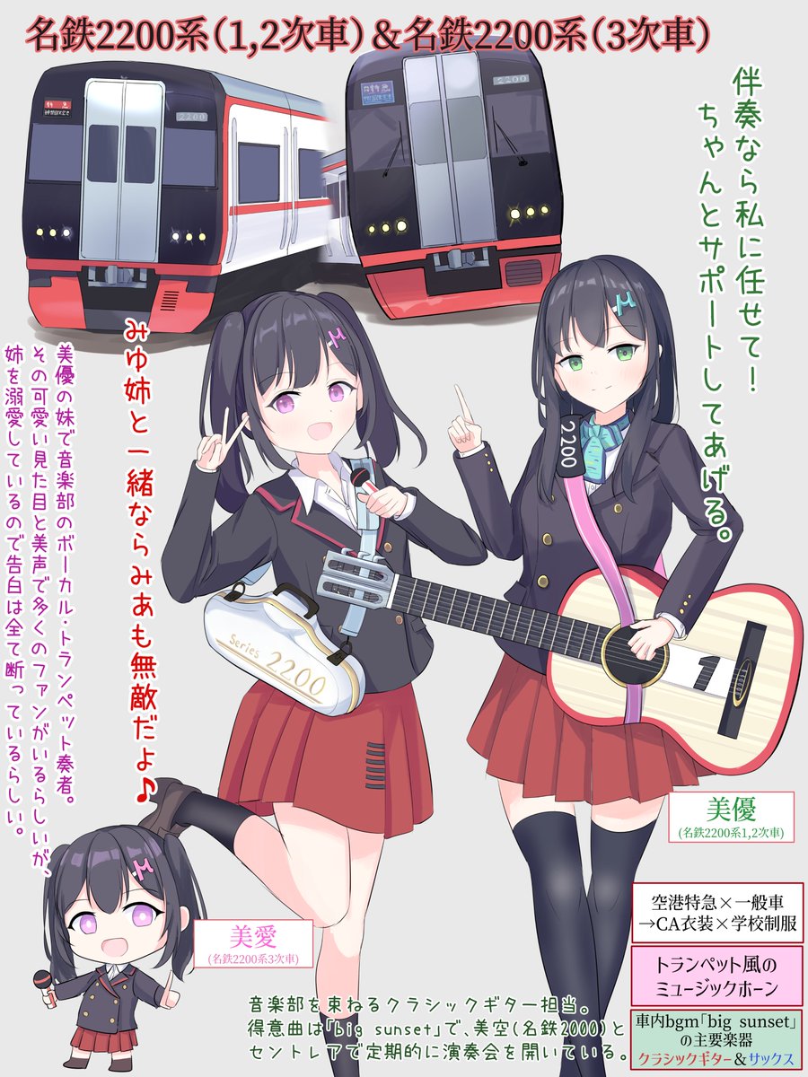 名鉄2200系（1,2次車）＆名鉄2200系（3次車） #鉄道擬人化