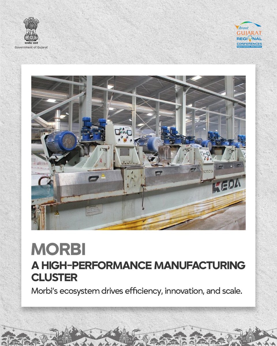 With 900+ manufacturing units, digital printing technology, modern kilns, and robust ancillary industries, Morbi represents a world-class manufacturing environment built on precision, consistency, and cluster synergy.

#VibrantGujarat #VGRC #VGRCRajkot