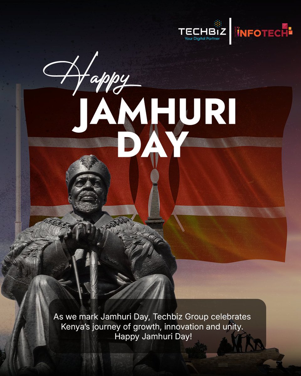 techbizgroup's tweet photo. Today we honour our independence, our progress, and our people. Techbiz Group wishes you a Happy Jamhuri Day. https://t.co/p4QUxL8GAI